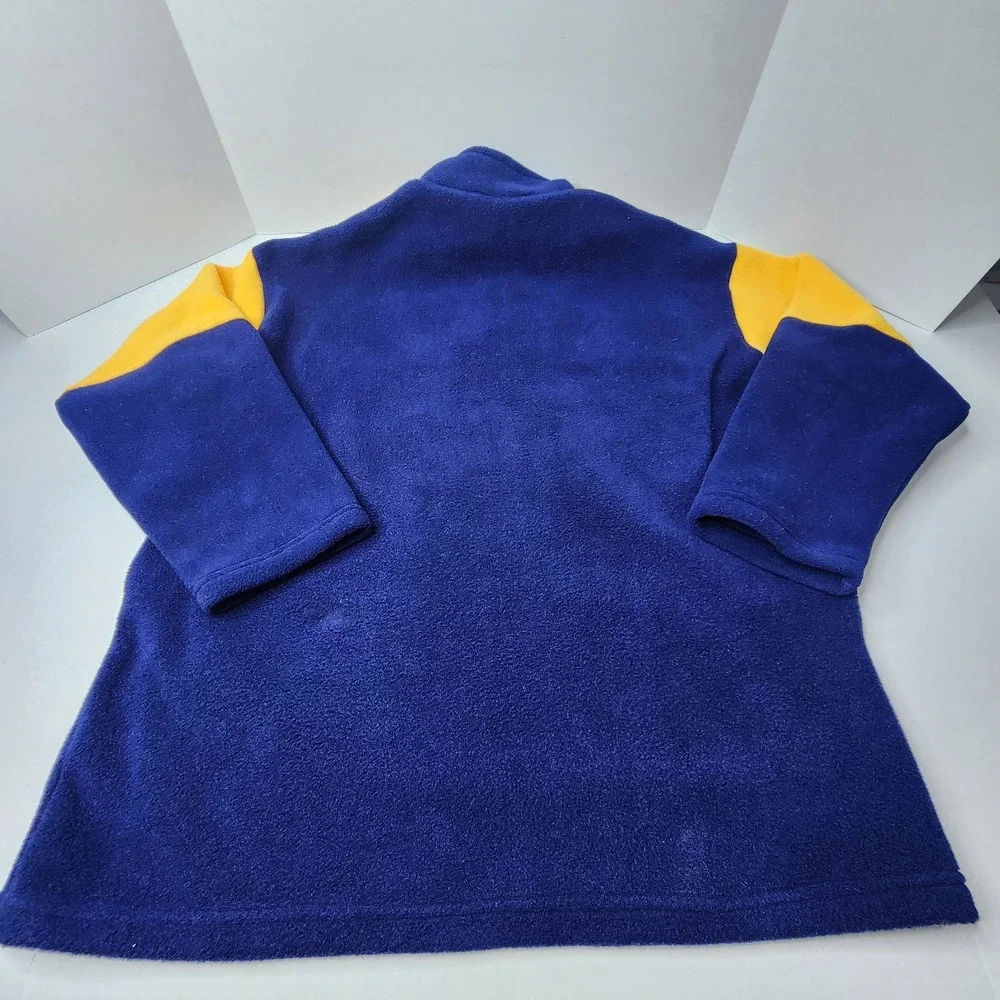 Montreal Canada Vintage 1/4 Zip Sweater Fleece Size LRG Blue Yellow Made In CAN